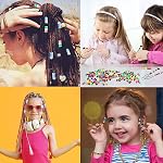 1000 Pcs 6x9 Mm Pony Beads Bulk Plastic Bracelet Beads Plastic Pony Beads for Bracelets Making Multi-Colored for Hair Braiding DIY Necklace Key Chain and Jewelry Making
