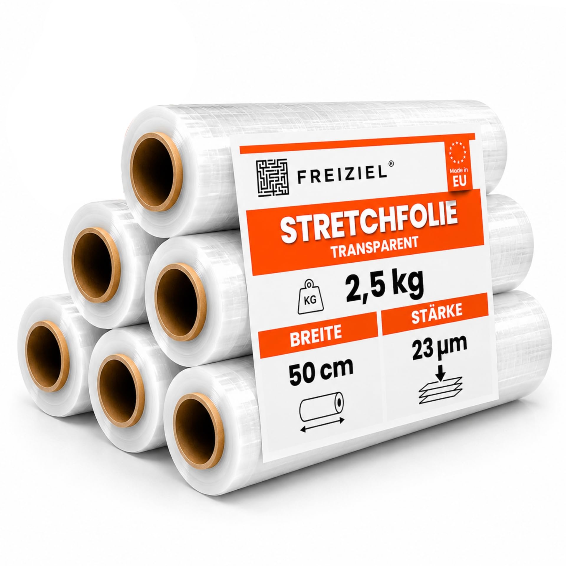 Stretchfolie 50cm 2,5 kg 23my transparent Wickelfolie Palettenfolie