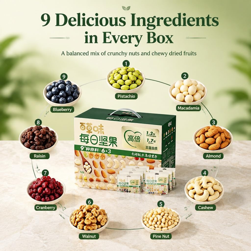 Snack Diario Puro De Frutos Secos Y, 750 G (30 Paquetes) | 6 Nueces + 3 Frutas | Bocadillos Saludables For Llevar, Paquetes Control Porciones