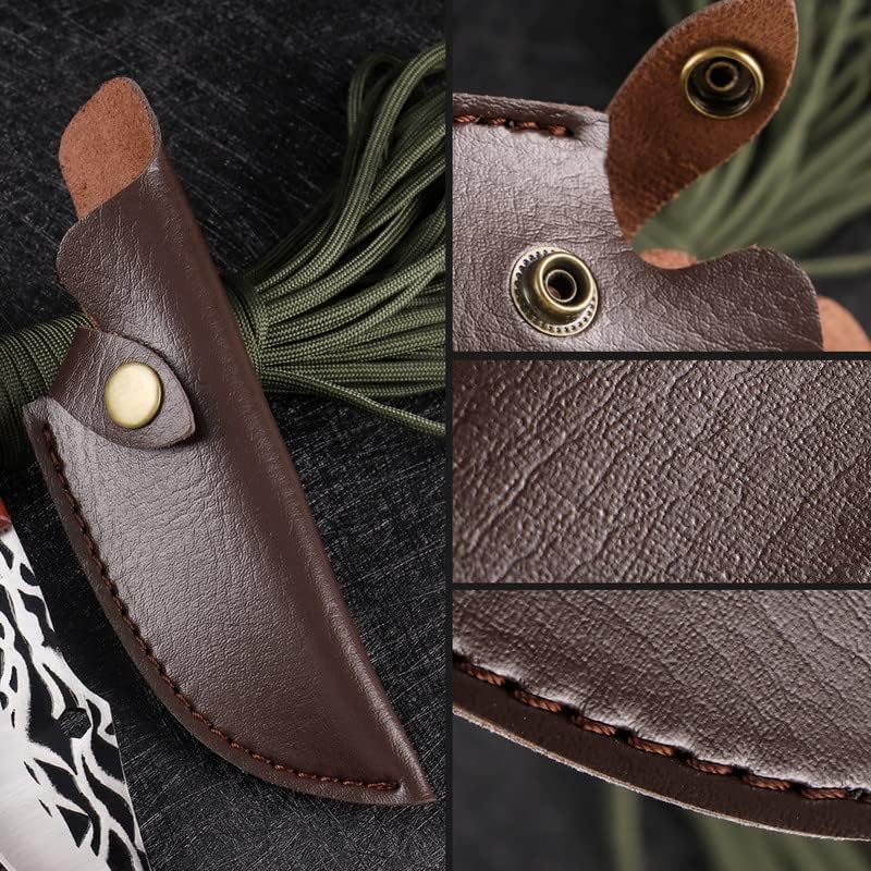 Miniatura 2 de KEENSUN Cuchillo de caza de hoja fija con hoja de acero inoxidable 3Cr13 y mango de madera, cuchillo de supervivencia al aire libre, herramienta