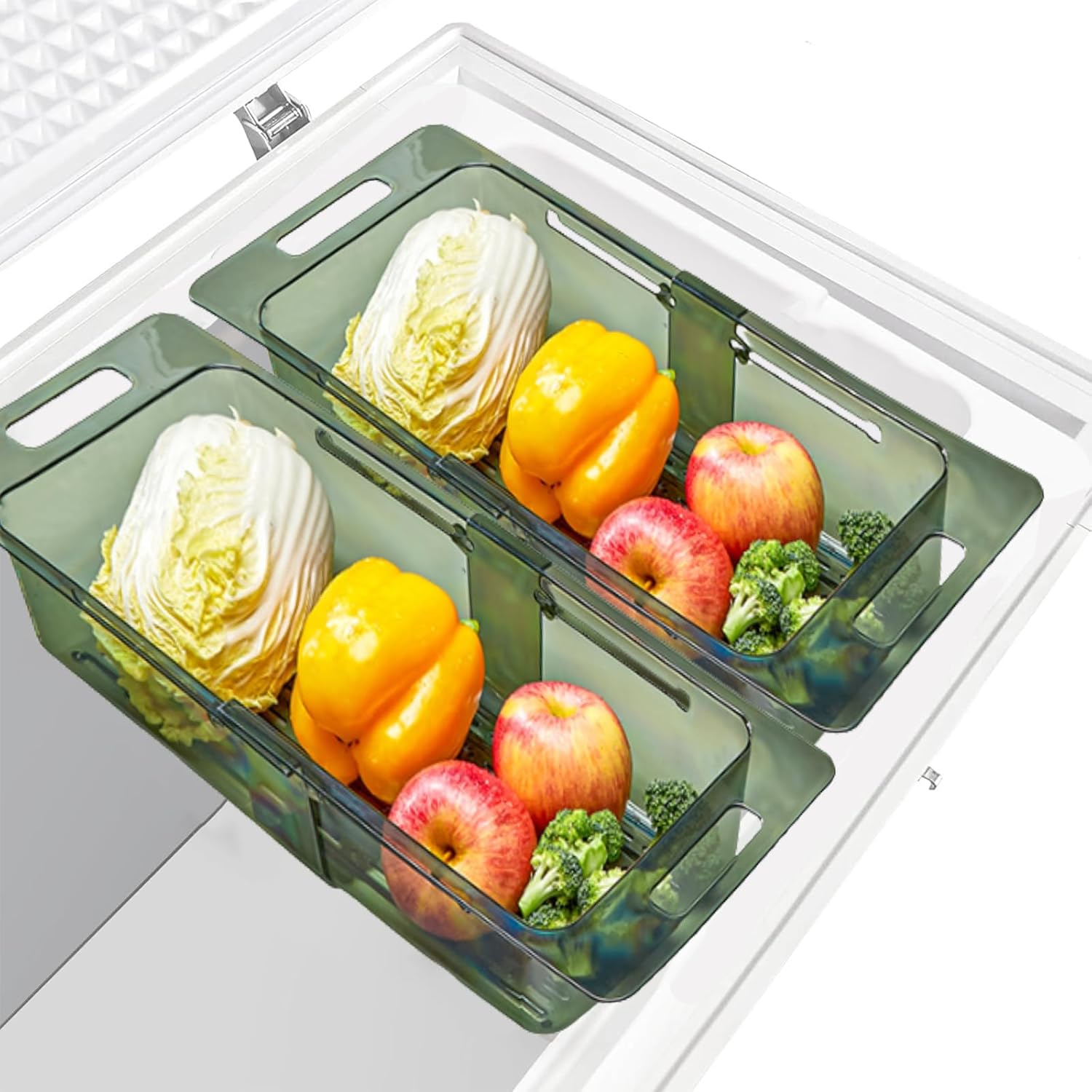 2 Pack Adjustable Freezer Baskets,Chest Freezer Organizer Baskets