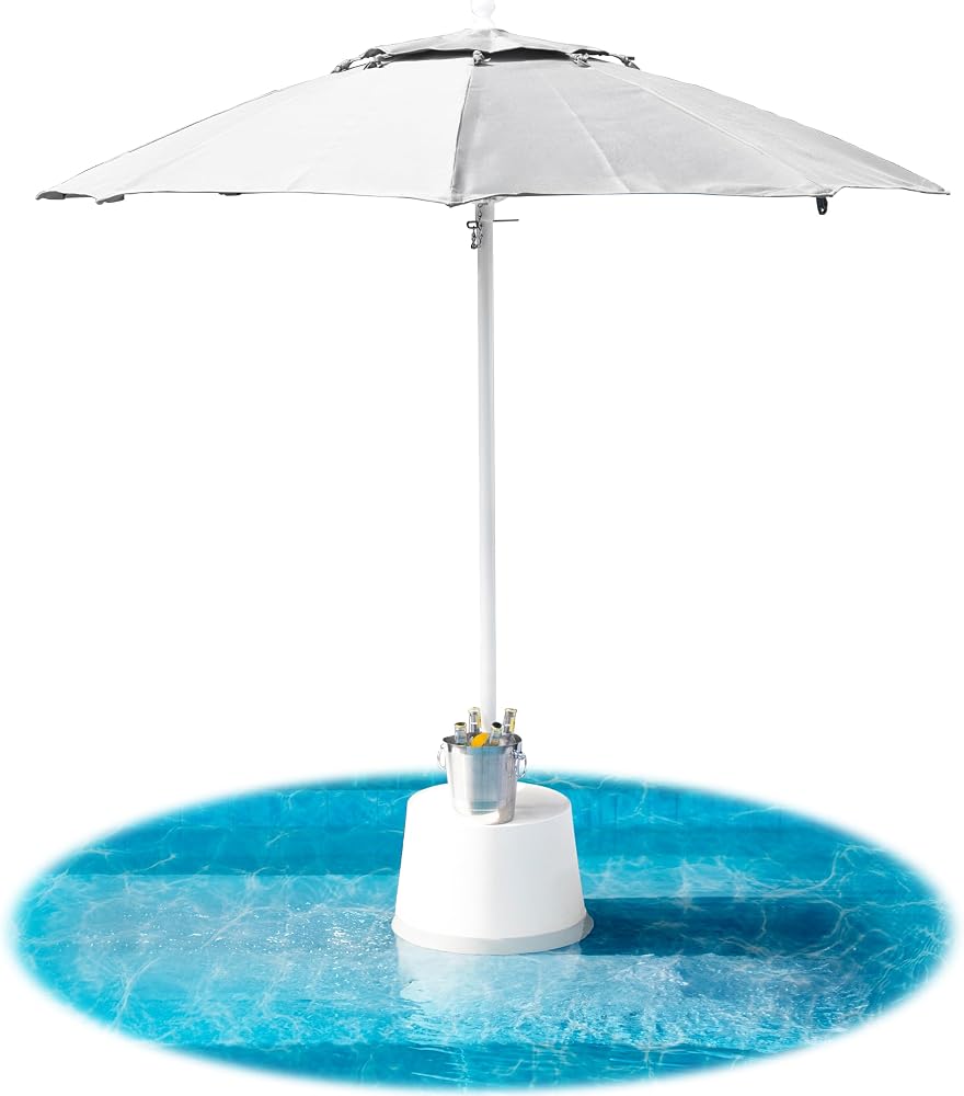 Floating Luxuries Kai Luxury Umbrella, In-Pool or On-Deck, 7.5' Octagon Shaped, Fade and Stain Resistant Marine Grade Fabric, Resort Quality, Rust Free 1.5