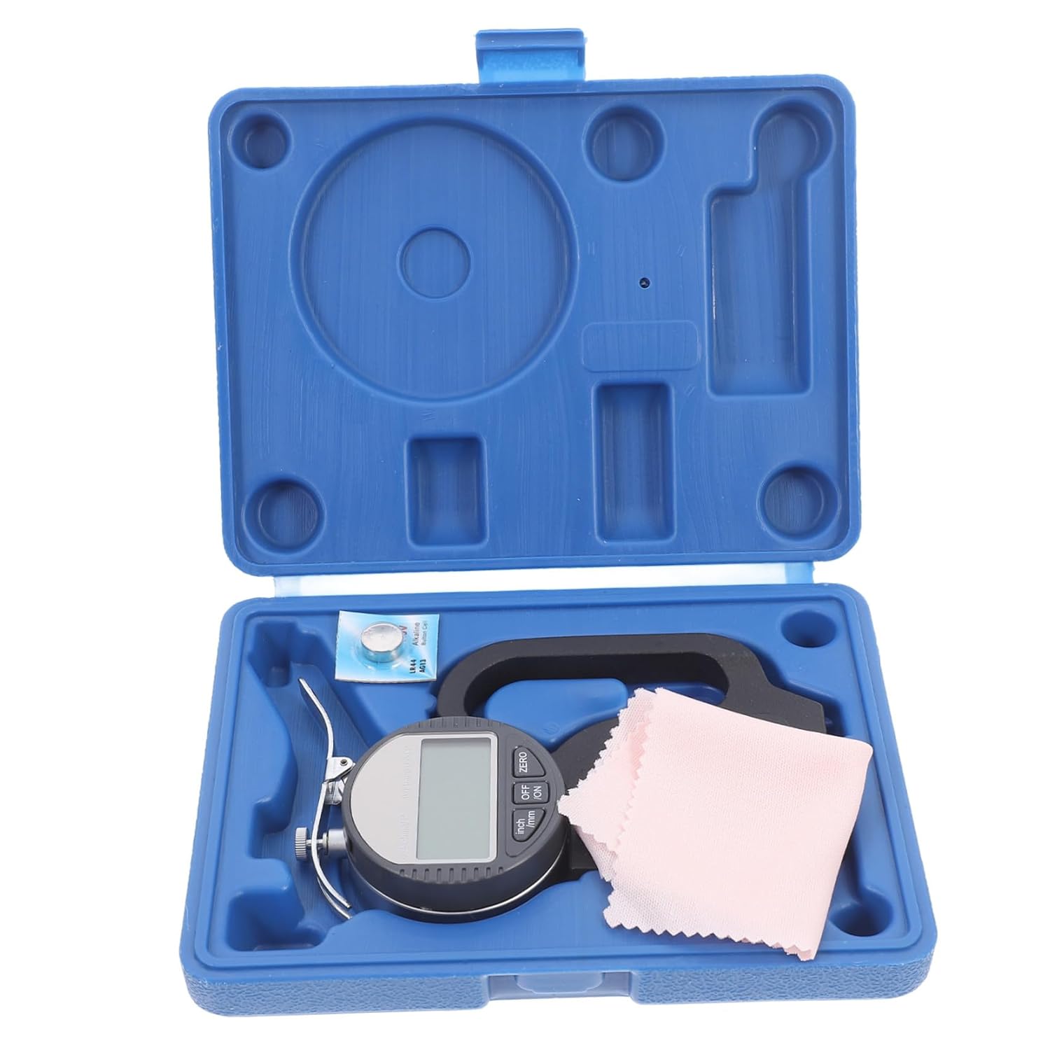 Digital Thickness Gauge with Large LCD Display Ball Type Head for Paper Film Tape Measurement Conversion Zero Setting Suitable for Hard Materials Including Steel and Aluminum