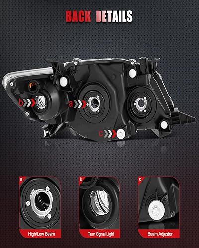 Miniatura 7 de cciyu Conjunto de faros delanteros para Ford para F-150 13ª generación 2015-2017 carcasa negra ámbar reflector lente transparente faros