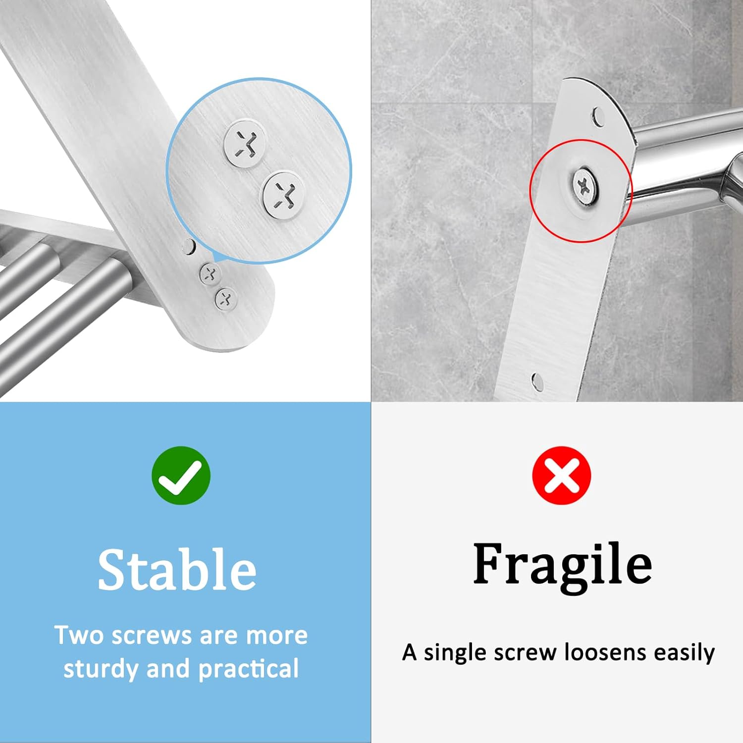 3 Tier Towel Racks for Bathroom Wall Mounted, 32 inch Bathroom Shelf with Towel Bar, Brushed Nickel Shelves for Towels, Stainless Steel Modern Silver Multi Holder