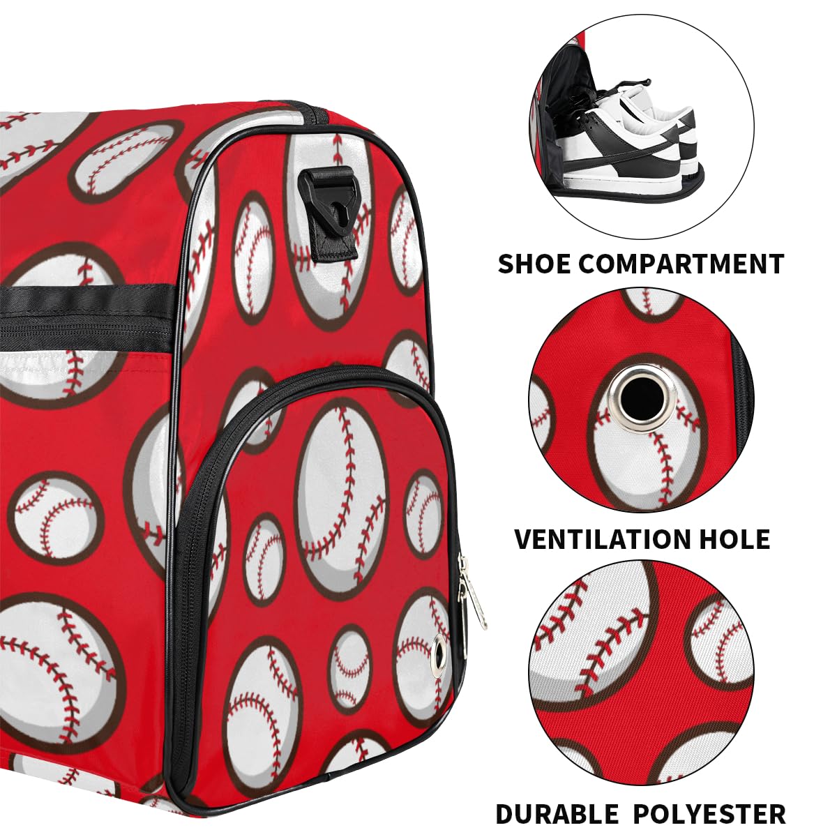 Personalisierte Sporttasche für Jungen und Männer, benutzerdefinierte Sport-Reisetasche mit Schuhfach, maßgeschneiderte Mädchen-Tanztasche, Wochenend-Übernachtungstasche für Frauen und Kinder, roter
