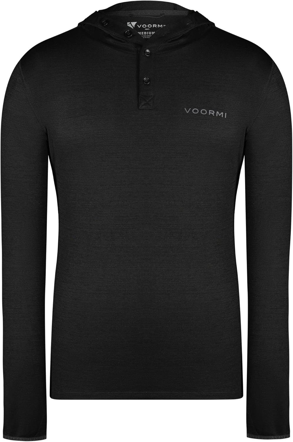 VOORMI Men's River Run Hoodie | DUAL SURFACE™ UL Wool | Lightweight, Sun & Wind Protection | Thumb Loops, Button Hood