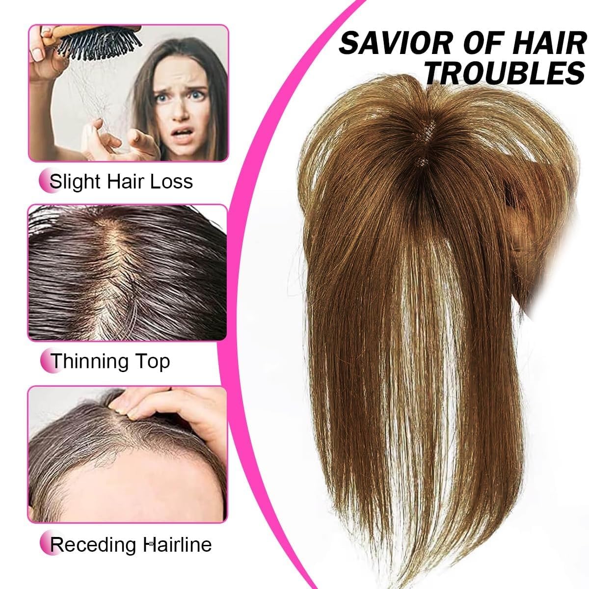 Postizos de Pelo Humano Marrón Claro 360° Cobertura Clip On Pony Para Mujeres Flecos Wispy Pony Cabello Para Cabello Fino