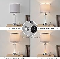 Vista 3 de 3-Way Dimmable Table Lamp Set of 2,Touch Control Lamp with Night Light,Modern Crystal Table Lamps for Bedroom,Living Room，Bedside Lamps with USB A+C