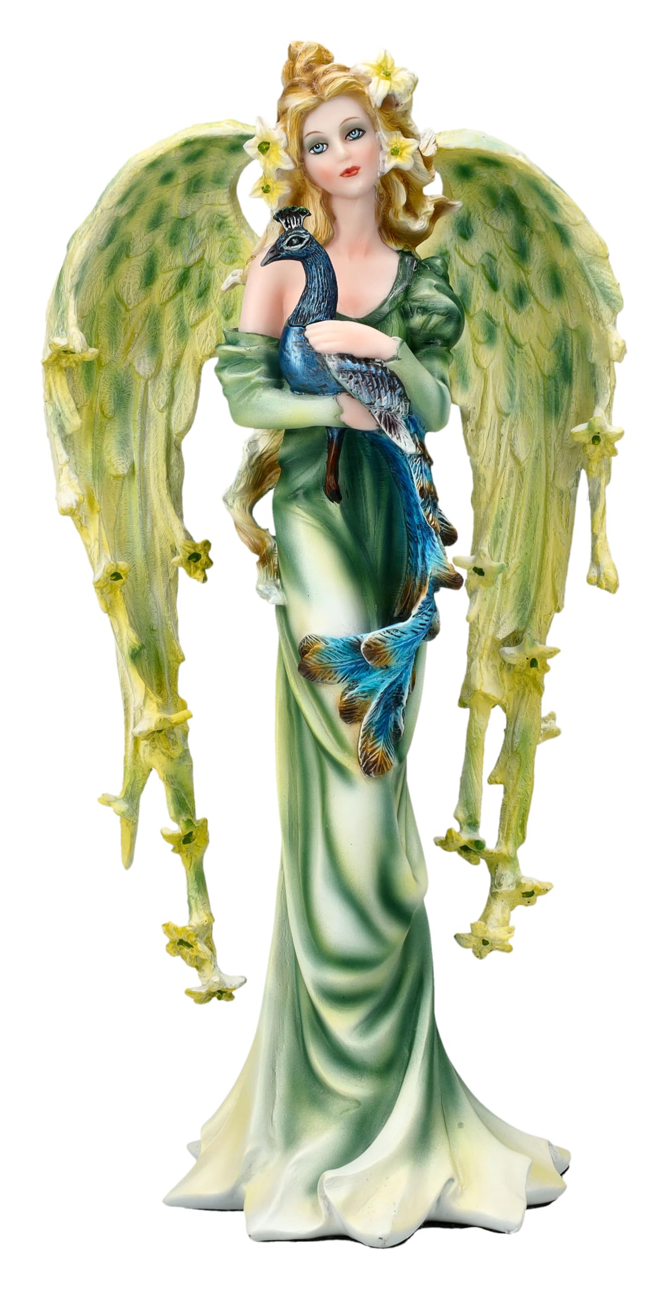 Figurine d'ange Teao Pacific Giftware, idée cadeau elfe et paon pour anniversaire