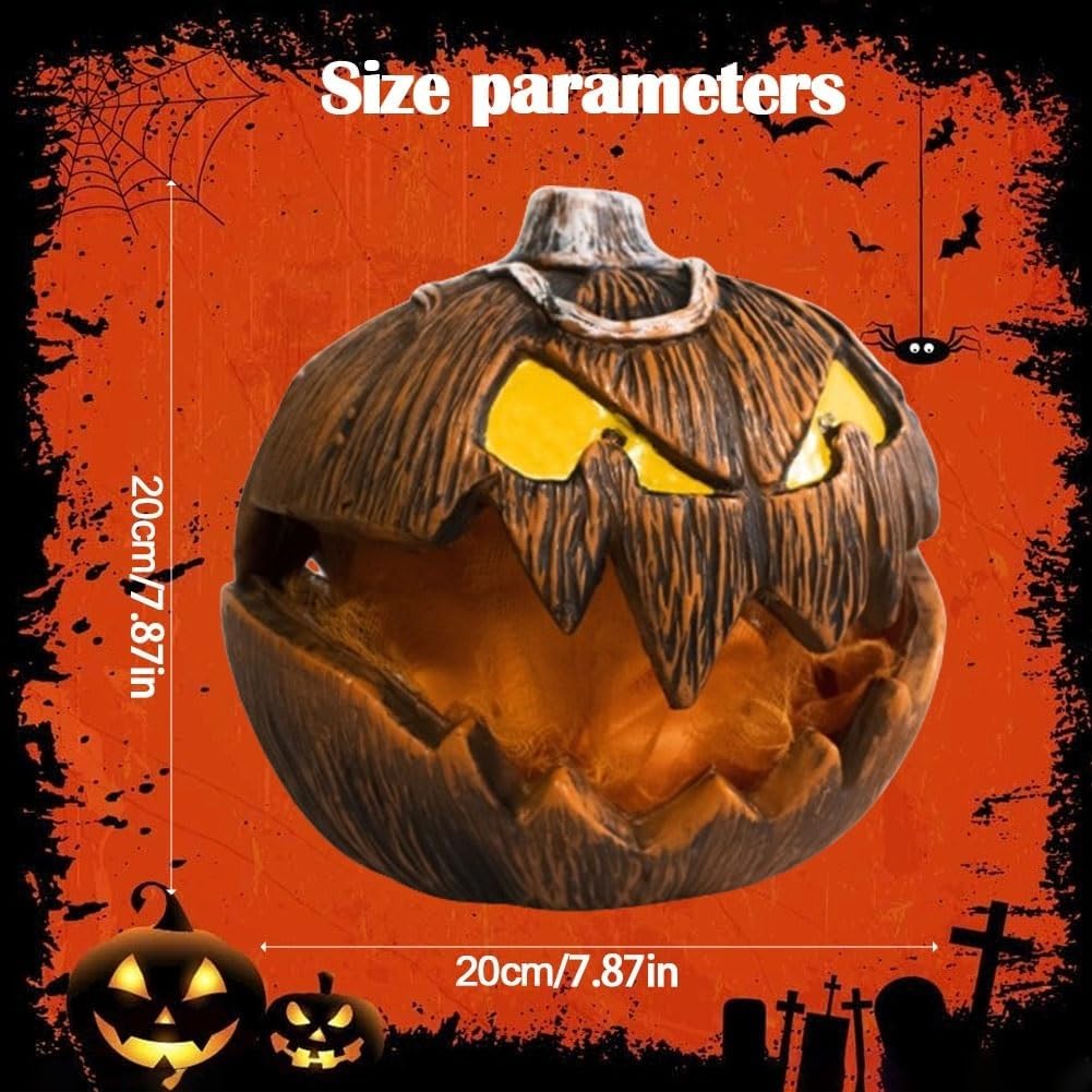 Animierter sprechender Kürbis für Halloween-Dekoration, gruseliger beleuchteter Kürbis mit Aufsteigmechanismus, Lifting Scary Mouth, lustige Halloween-Requisite