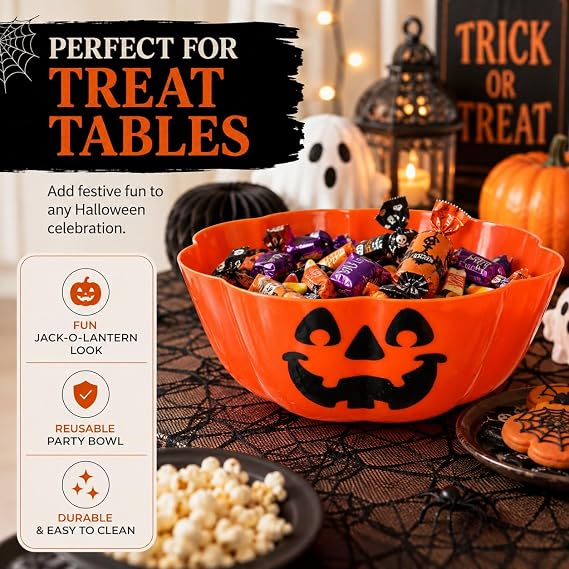 Halloween Candy Bowl, 81 Oz Large Pumpkin Candy Dish Porch Entryway