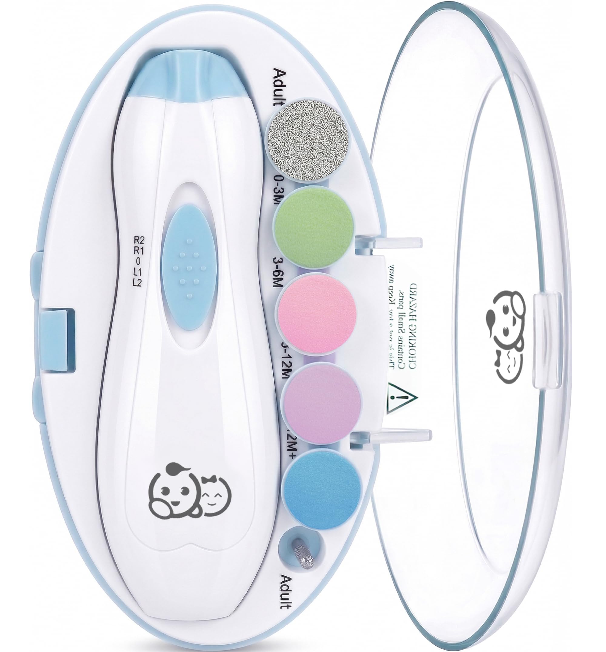 Tagliaunghie per bambini 6 in 1, lima elettrica per unghie Royal Angels, kit per manicure e pedicure per bambini e adulti(azzurro)