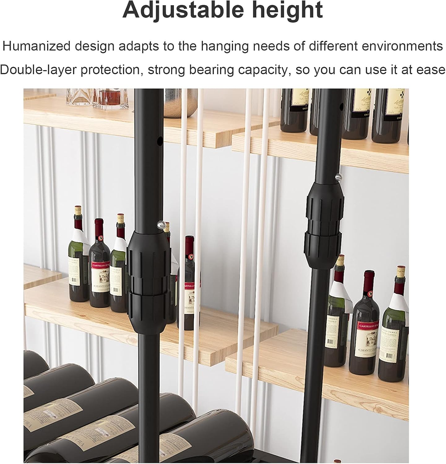 Multi-Function Wine Rack - Adjustable Wine Holder & Stemware nizer, Upside Down Hanging Storage Shelf for Home, Kitchen, and Bar - Perfect Wine Glass Hanger