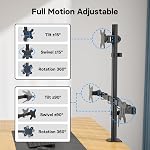 BONTEC Moniteur triple pour un 32 Écran de pouce et deux 27 d'écrans de pouce, prend en charge jusqu'à 22lbs, avec ajustabilité en mouvement complet, deux options d'installation et la gestion intégrée des câbles, noir