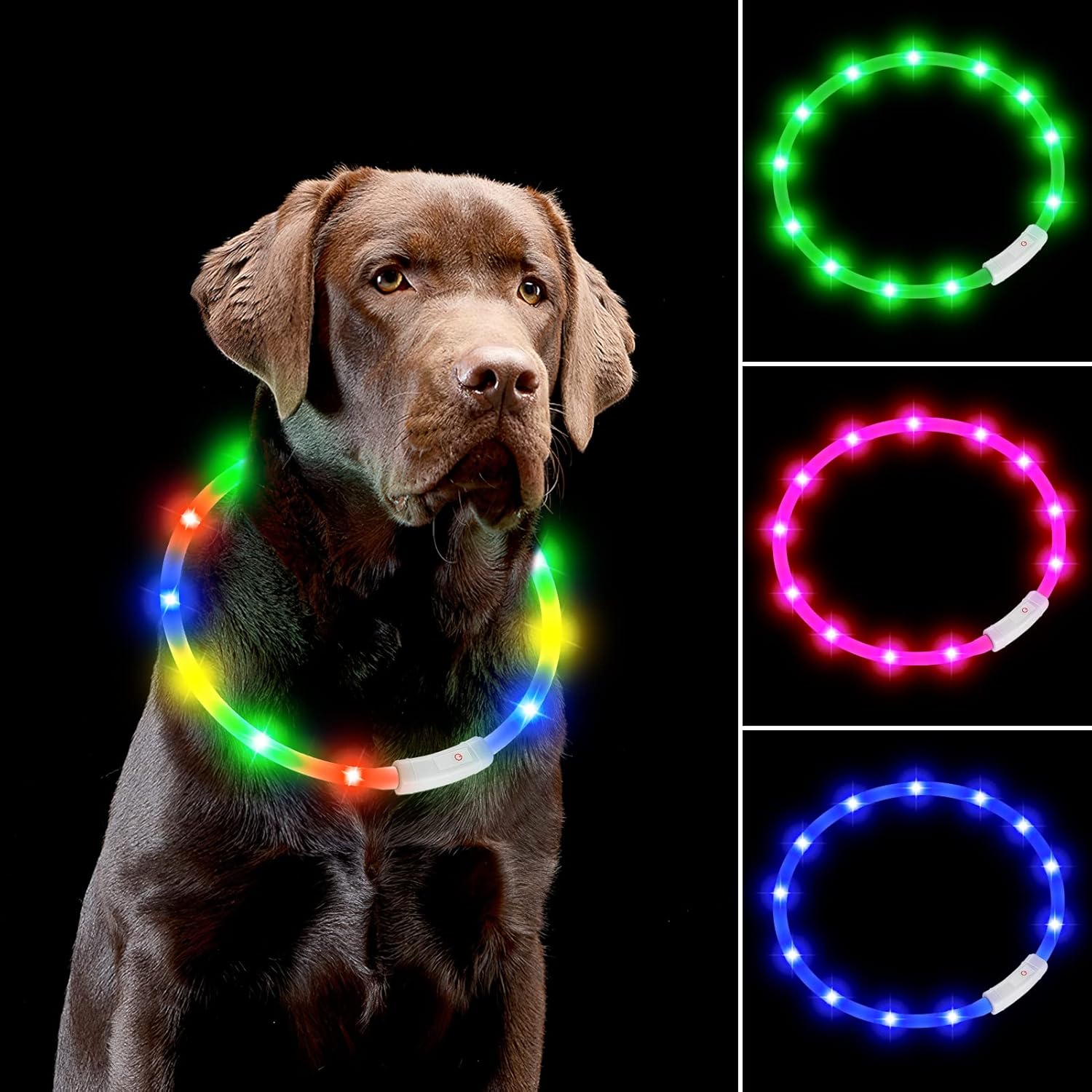 Light Up Dog Collars, LED Dog Collar Lights for Night Time, Dog Lights