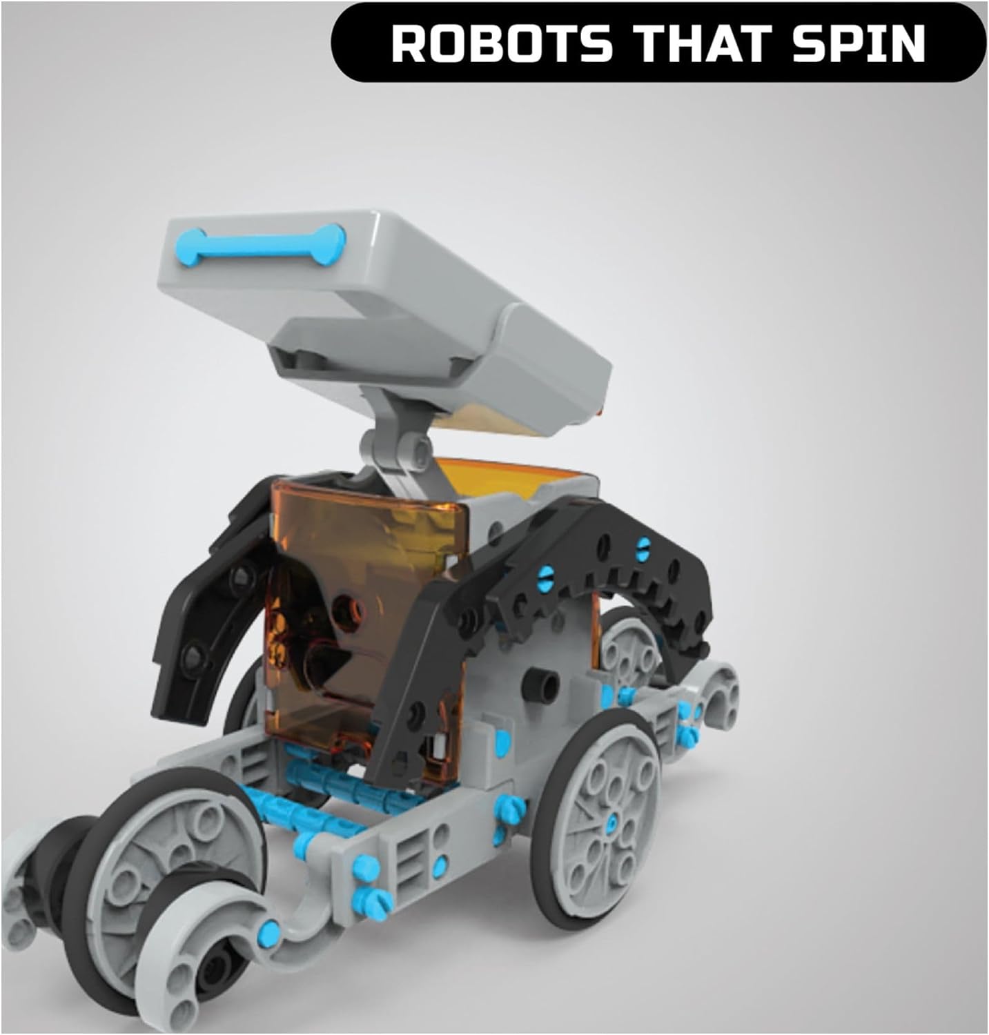 A constructed solar robot designed to spin, demonstrating its movement.