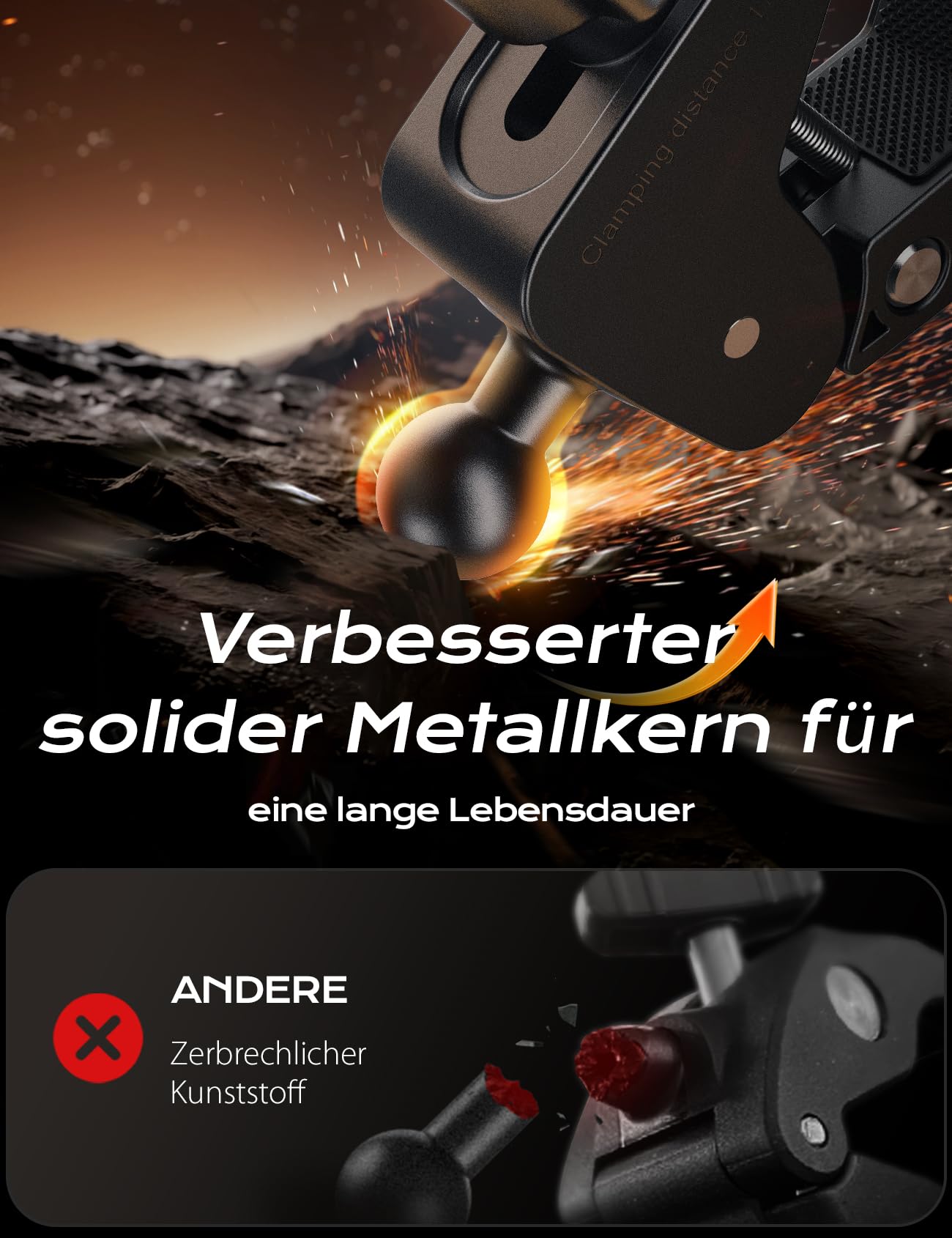 Universal Motorrad Handyhalter【Doppelt Vibrationsgedämpft】 Handyhalterung Fahrrad, 360° Drehbar Lenker für iPhone 17 16 15 Pro/Samsung S24 Ultra (4,7-7,2'' Smartphone)
