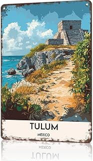 Metal Signs Poster 8x12inch Tulum Aluminum Sign Wall Art For Home Room Bedroom Office Decor