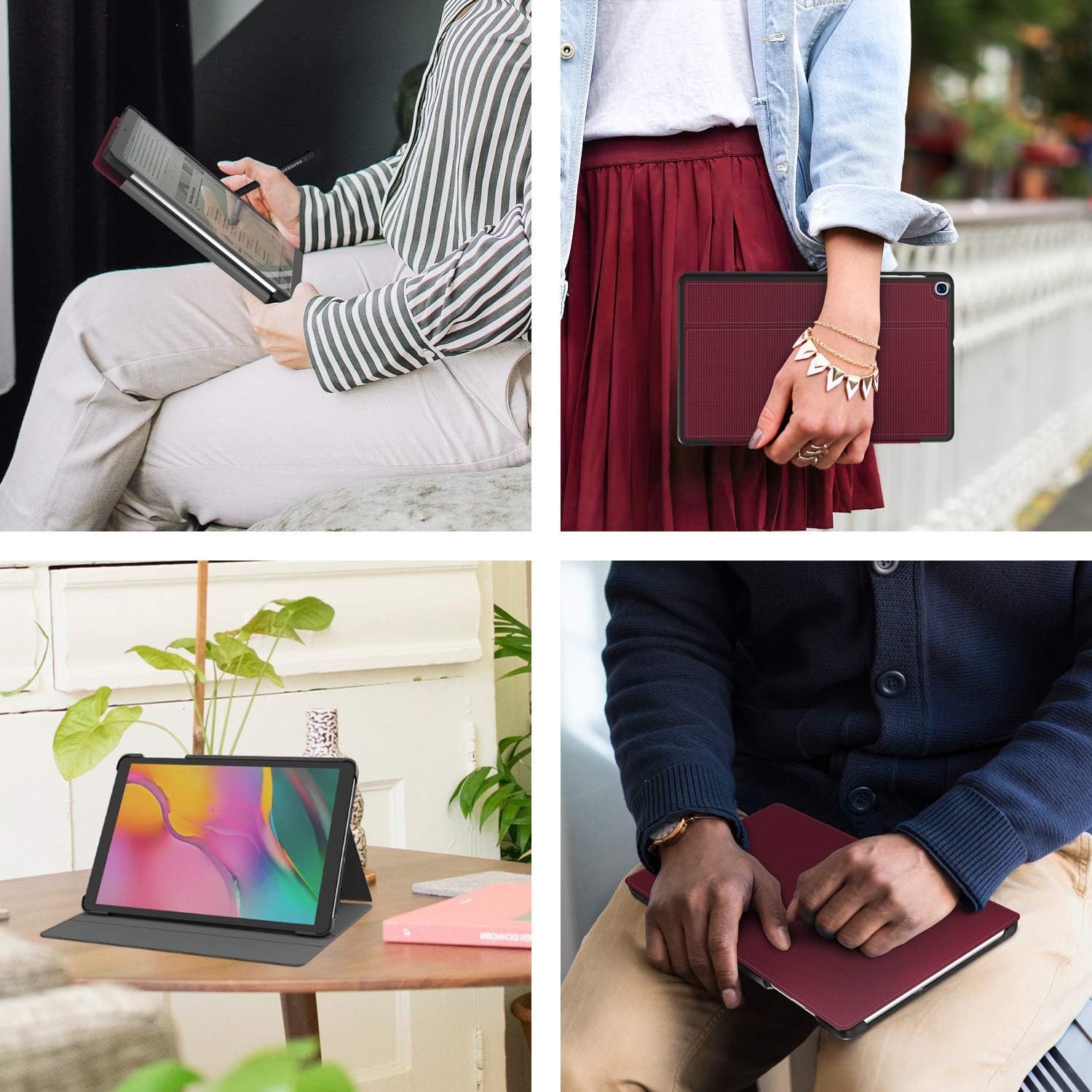 Soke Galaxy Tab A 10.1 Case 2019, Premium Shock Proof Stand Folio Case,Multi- Viewing Angles, Soft TPU Back Cover for Samsung Galaxy Tab A 10.1 inch Tablet [SM-T510/T515/T517],Wine
