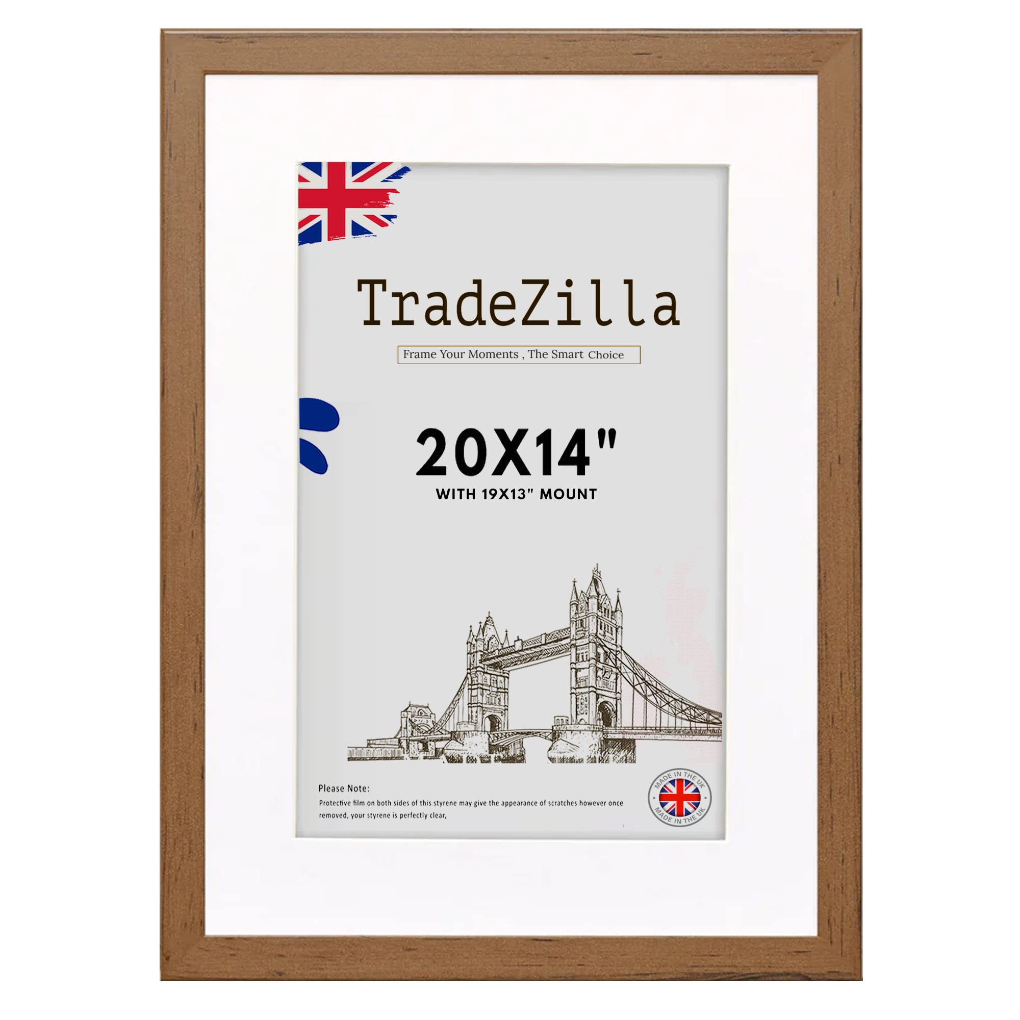 TradeZilla Elegant Walnut 20x14” Picture Frames with Walnut Mount 19x13” Tabletop or Wall Poster Frame for Homes and Offices Display Good for Diploma Certificate — image 1
