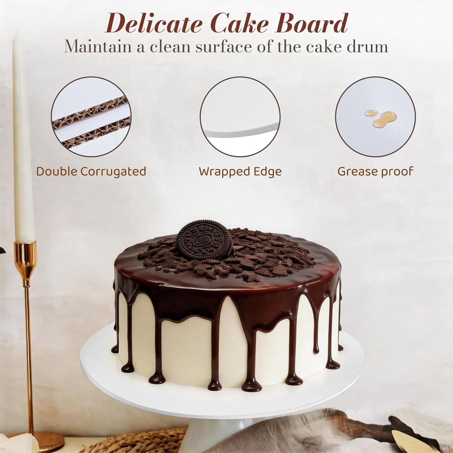 14 PCS Cake Boards 12 Inch Round, 12 Inch Cake Drums, 1/4" Thick Cake Drum, Cake Board Food Grade Cake Base