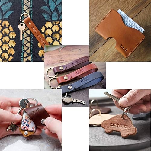 Miniatura 21 de OwnMy Juego de sellos de letras mayúsculas, 1/2 pulgadas/0.512 in, juego de herramientas de sello de letras de cuero, herramientas de estampado