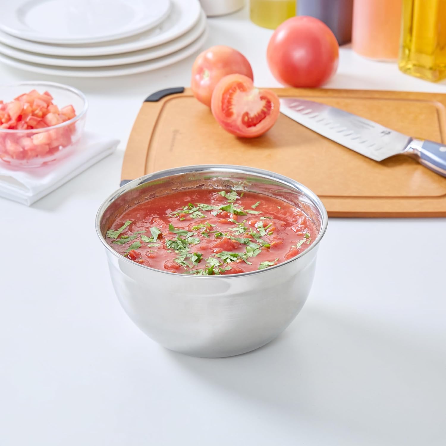 Restaurantware Met Lux 2 Quart Metal Mixing Bowls 1 German Deep Flour Bowl - Corrosion-Resistant Dishwasher-Safe Stainless Steel Metal Prep Bowl Durable For Baking And Cooking - Image 3