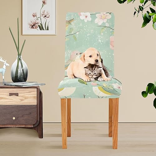 Miniatura 5 de Spring Pear Blossom Birds Green Decorative Chairs Covers for Ceremony Removable Dining Chairs Covers cubre sillas para comedor Set of 4