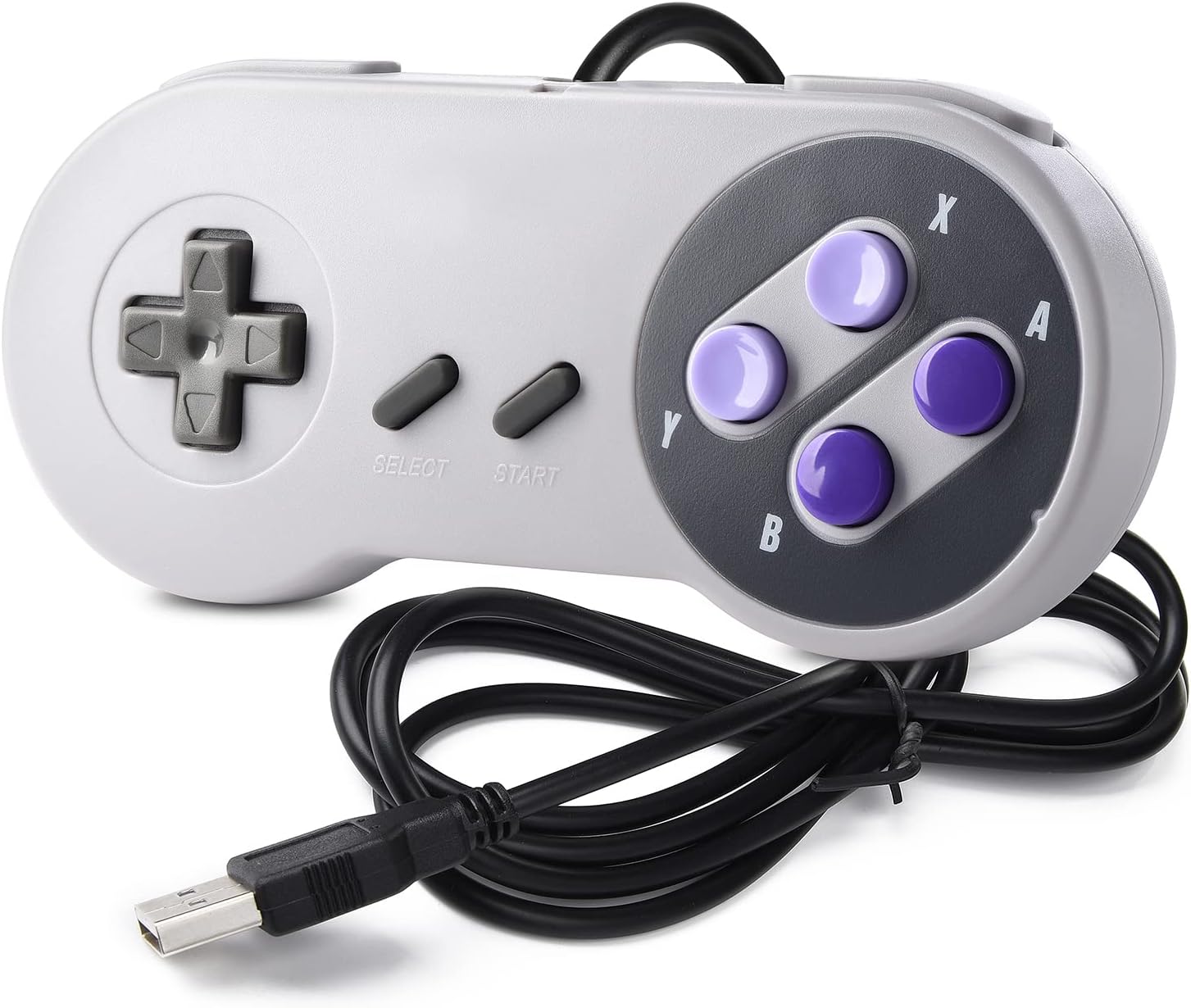 iNNEXT [Bundle USB Version] 2 Pack USB Classic Controller, PC N64 & SNES Controller Joystick for Windows PC MAC Linux Raspberry Pi Project 64 Retropie OpenEmu Emulator(Plug & Play)(Grey)