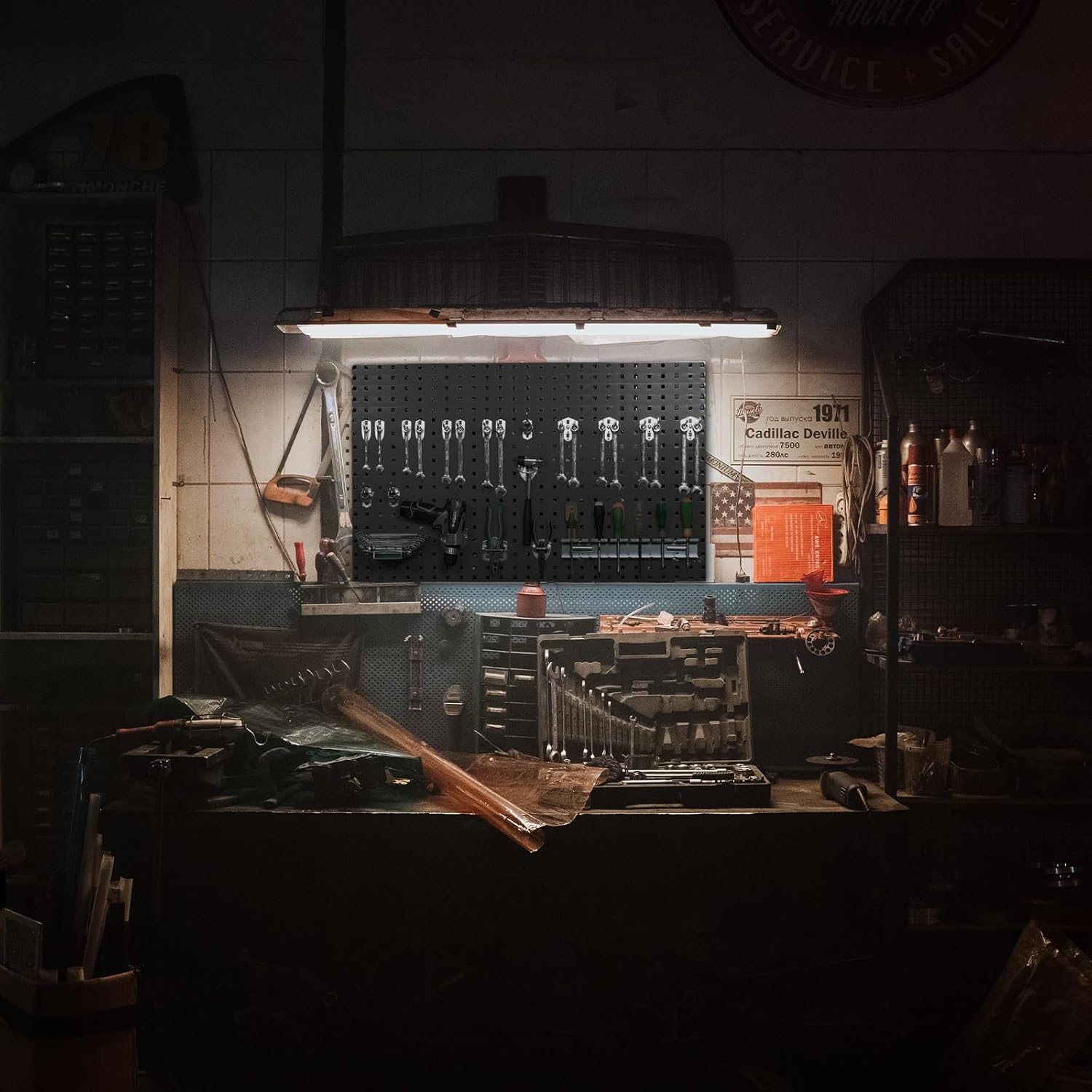 Veemoon Galvanized Steel Pegboard Rack 50x35cm Black Tool Hanging Board Wall Storage Panel for Garage Workshop Tool Organization