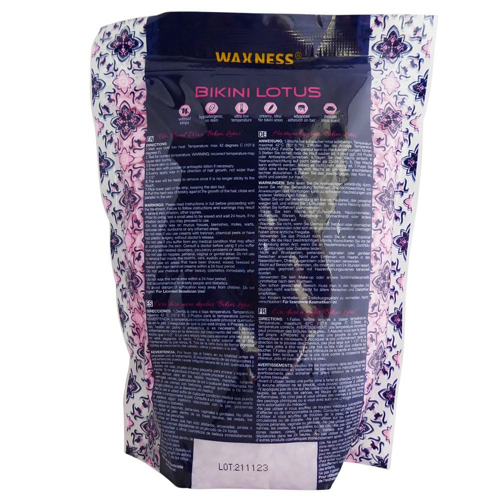 Waxness Premium Kolophoniumfrei Bikini Lotus Hartwachsperlen 750 g/Premium Hard Wax Beads Bikini Lotus 1.65 lb