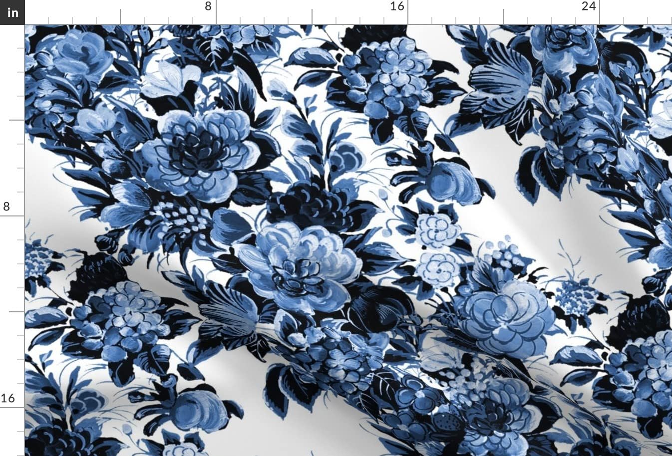 Spoonflower Fabric - Mid Century Blue White Flowers Vintage Style Retro MCM Midcentury Printed on Minky Fabric by The Yard - Sewing Baby Blankets Quilt Backing Plush