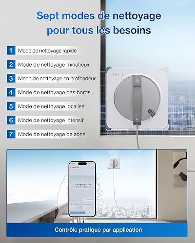 ECOVACS WINBOT W2S Robot Lavavetri, Intelligente da Bordo a Bordo con Tecnologia TruEdge™, Spruzzo d'Acqua a 3 Ugelli, Sistema di Protezione a 10 Livelli, Pianificazione del Percorso WIN-SLAM 4.0 - 8