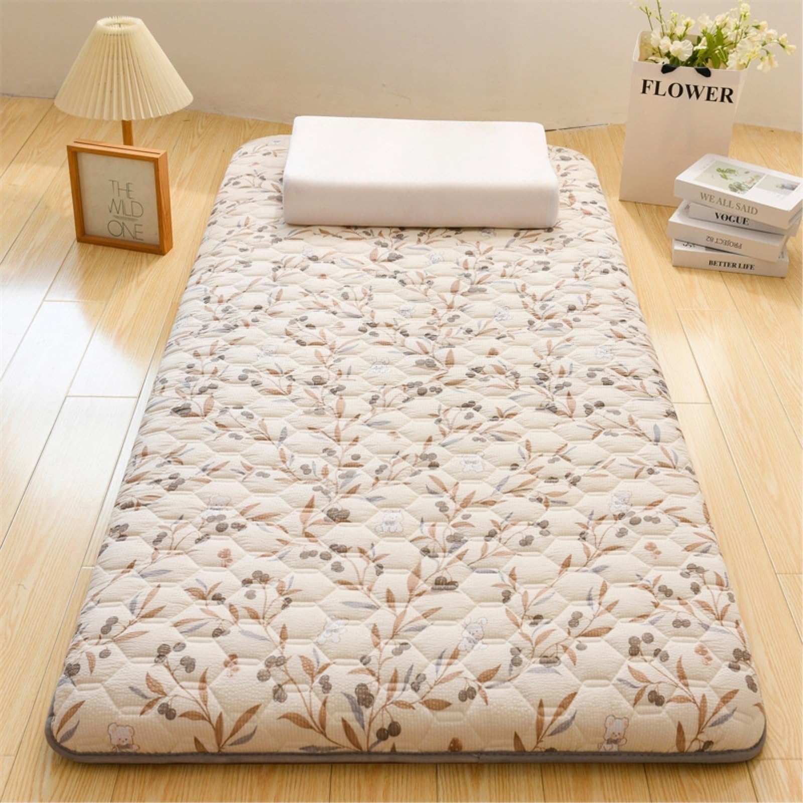 Matelas Futon Japonais Pliable - Tapis De Sol 1 Place 90/100 ou 2 Places 150/180 - Coton,Matelas Portable Pliable Doux(EE,90x190cm)