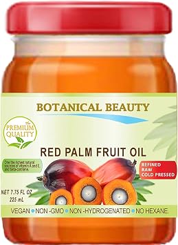 RED Palm Fruit Oil Brazilian 100% Pure Refined Undiluted Cold Pressed Super Food 7.75 Fl.oz 225 ml by Botanical Beauty