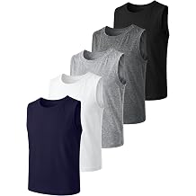 Cooraby 5 Pack Boys Tank Tops Sleeveless Crewneck Undershirts Kids Casual Athletic Tees Basic Solid Tank Tops 5-14 Years