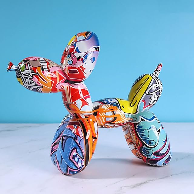 Balloon Dog Ornament, Creative Modern Balloon Dog Sculpture, Resin Animal Figurine Statues Art Decor for Desktop Bedroom Office Decoration