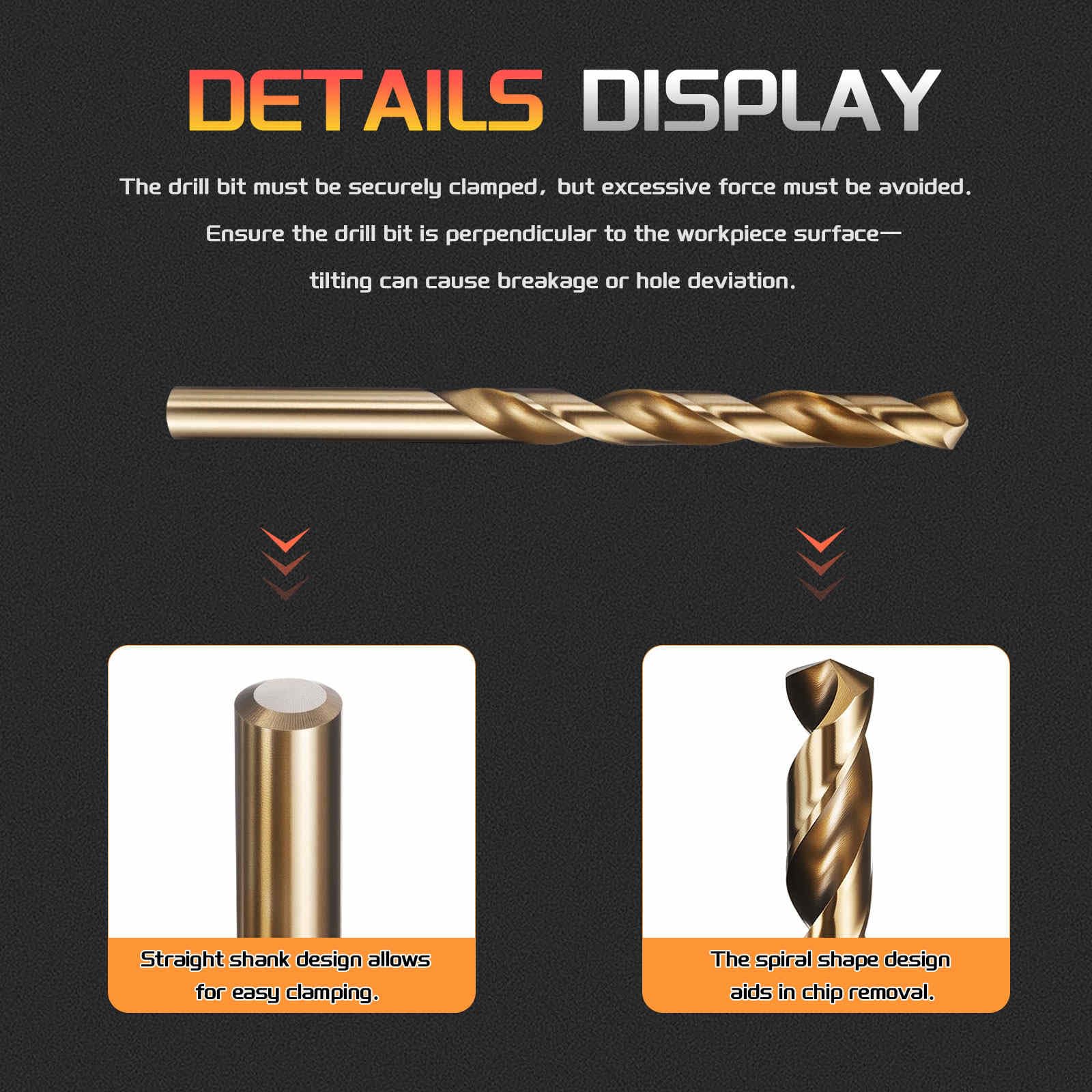 CoCud 8.7mm Drill Bit, 11/32" Cutting Diameter, 4241 HSS Gold 118° Cutting Angle Versatile Jobber Bits - Image 3