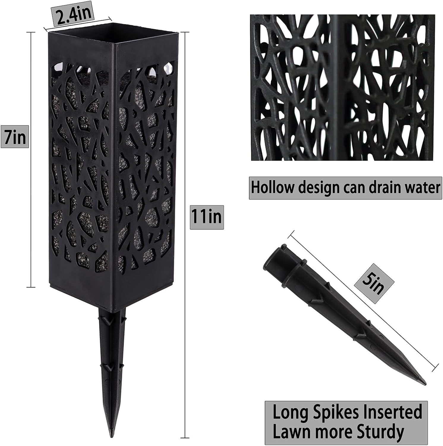 2 Sets Artificial Cemetery Flowers,Memorial Flowers,Beautiful Arrangements for Headstones,Black Plastic vase with Drainage Hole Long Spikes Outdoor Memorials(Dark Blue)… - Image 5