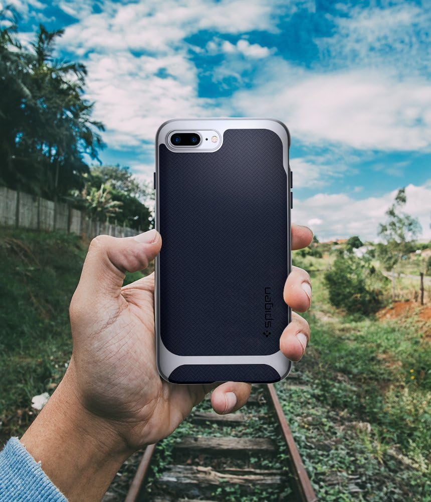 Spigen Neo Hybrid Designed for Apple iPhone 8 Plus Case (2017) / Designed for iPhone 7 Plus Case (2016) - Midnight Blue & Satin Silver