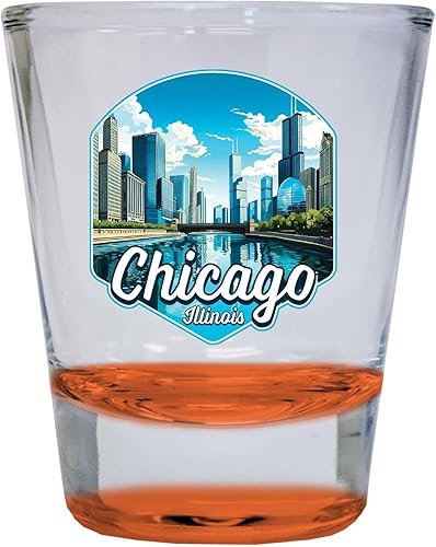 Miniatura 4 de R and R Imports Chicago Illinois A Souvenir - Vaso de chupito redondo de 1.5 onzas, color azul, paquete de 2