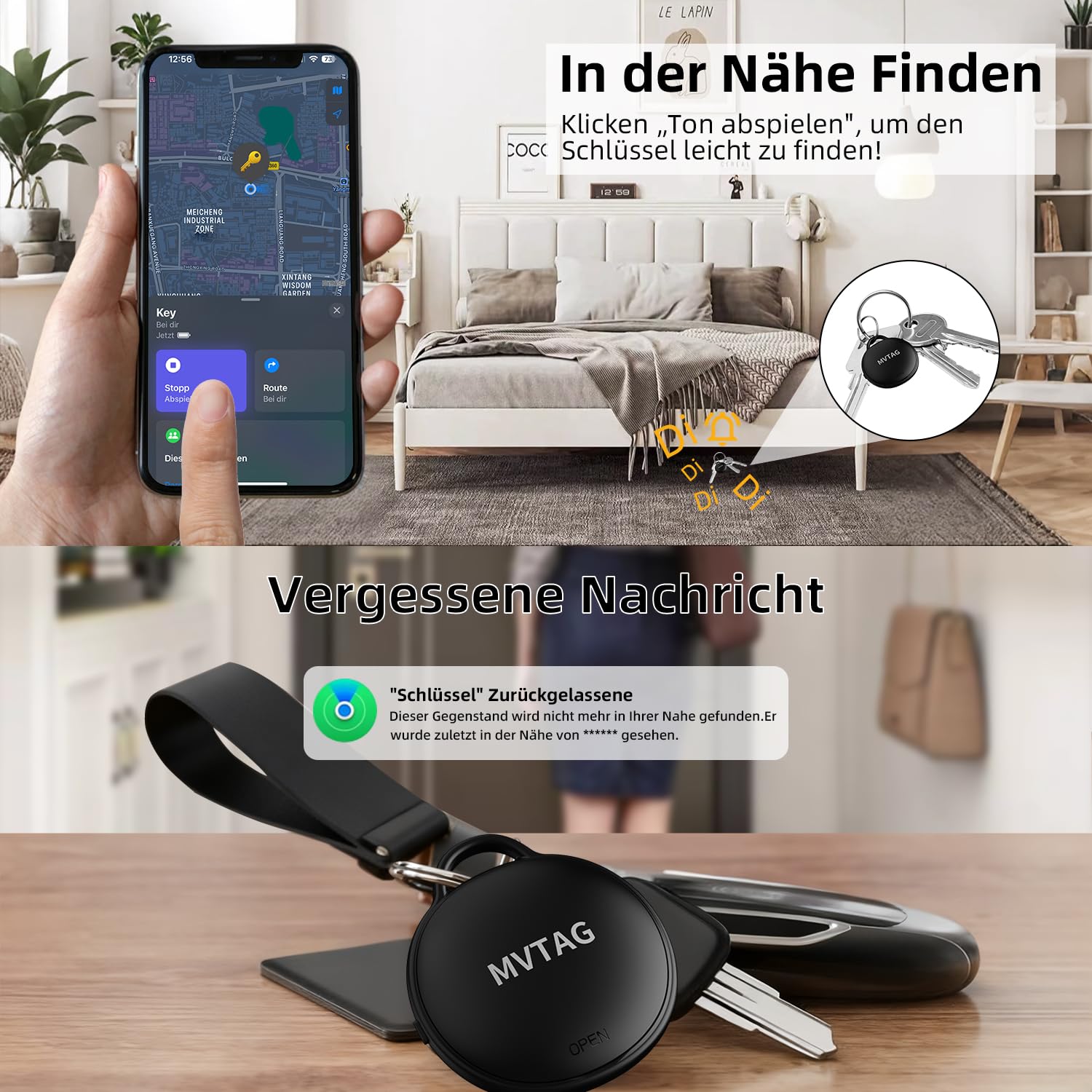 Lot de 4 localisateurs de clés Tag - Compatible avec Apple Où est ? APP (iOS Uniquement) - Étanche IP68 - pour clés/valises/Bagages/Sacs, Bluetooth Key Finder Tagg