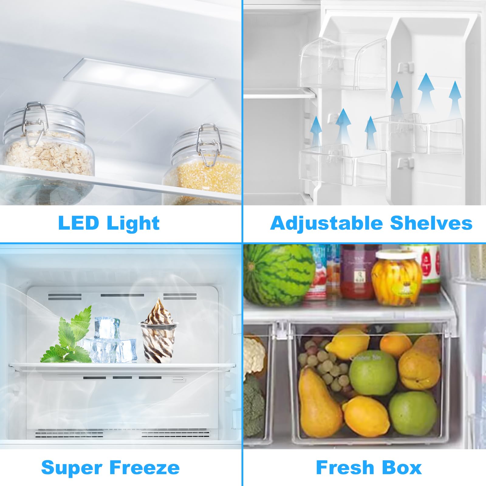 Techomey 20.5 Cu.Ft Top Freezer Freestanding Refrigerator, Upright Fridge Reversible Door, LED Light, Garage Ready, 110v, White on Fridge.com - View 6