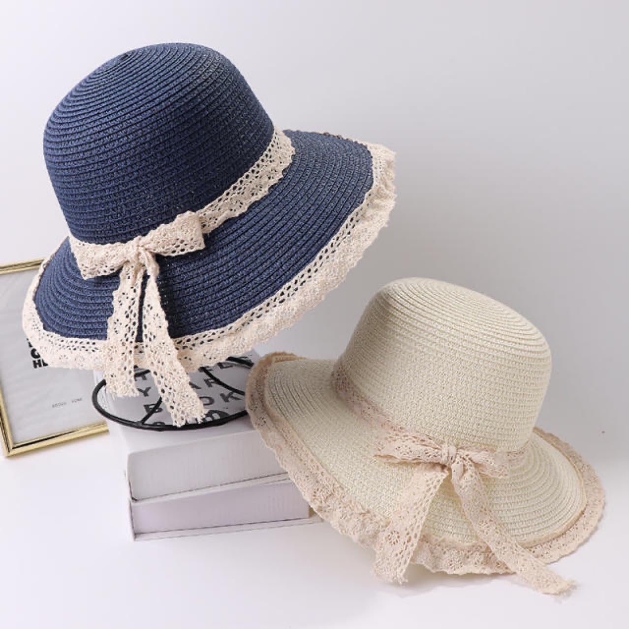 Breathable Summer Straw Hat Foldable UV Protection Bowknot Wide Brim Floppy Beach Sun Visor Hats for Women - Image 2