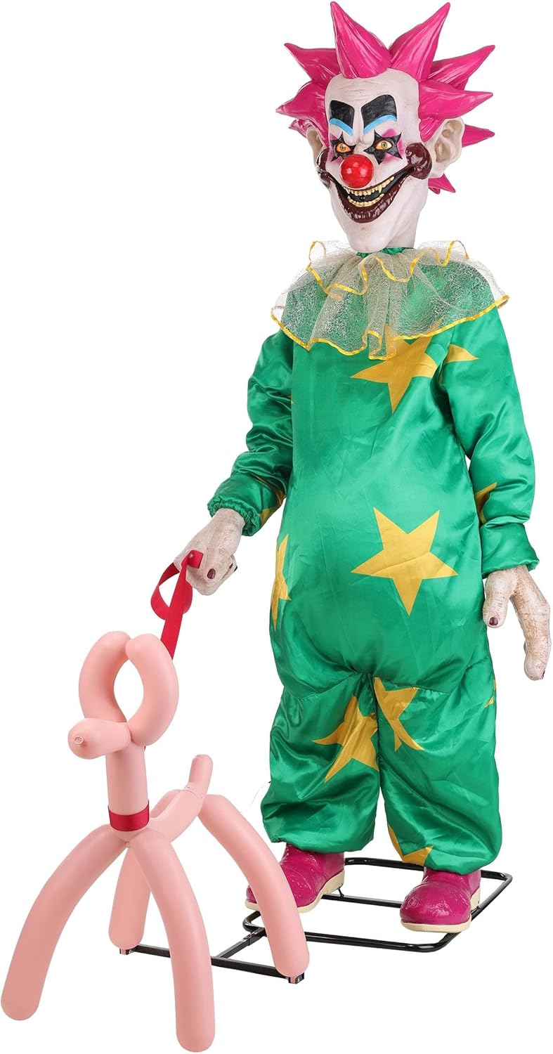 Fun Costumes 5.8FT Spikey Killer Klowns from Outer Space Animatronic | Animated Clown Halloween Decoration with Motion, Sound and Lights