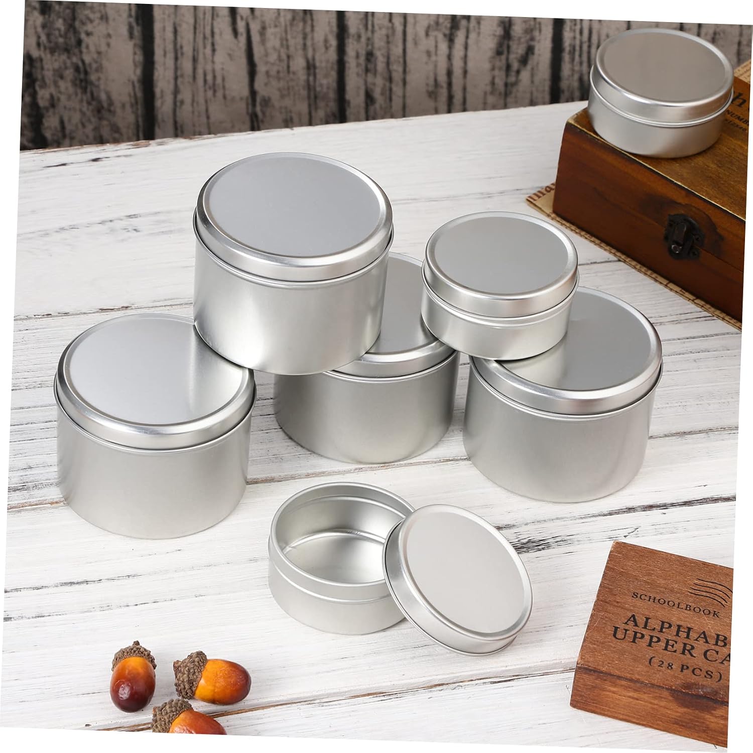 Veemoon 1 Set Candle Making Molds Aluminum Empty Can Candle Wicks DIY Craft Supplies Tea Light Containers
