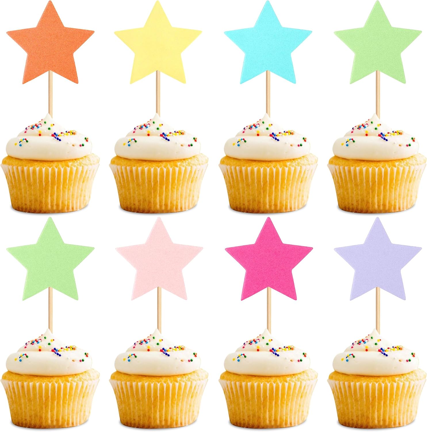 Ercadio 35Pcs Pentagram Cupcake Toppers Colorful Five-Pointed Star Cupcake Picks for Baby Shower Children Adult Funny Birthday Party Celebration Cake Decorations Supplies