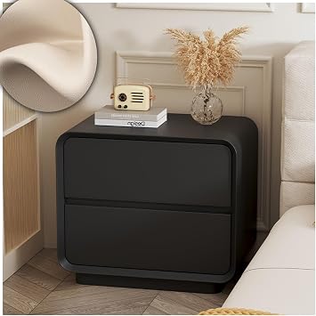 Bedside Table, Storage Bedside Table, with 2 Drawers Bedside Table, for Home Living Room Bedroom Furniture, for Bedroom, Living Room, Modern Bedside Table Cupboard Side TableBlack,40cm