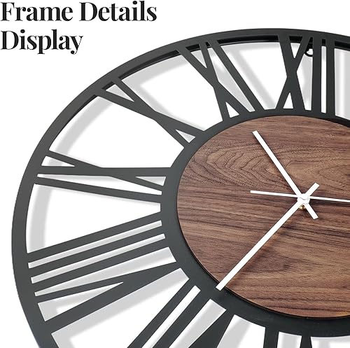 Miniatura 4 de Reloj de pared extragrande de 30 pulgadas, moderno, funciona con pilas, silencioso, sin tictac, de 30 pulgadas, decorativo, de madera, metal, reloj